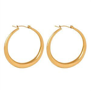 18K Gold Large Waterproof Hoop Earrings